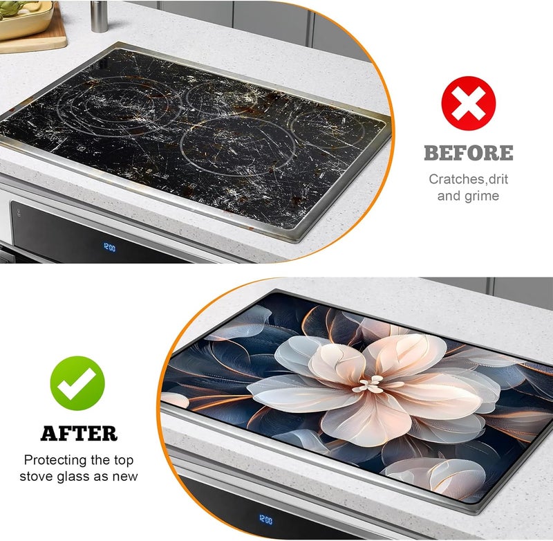 AOHMPT Multi-Design Stove Top Cover for Glass/Electric Stoves - 3-in-1 Heat-Resistant Protector Mat, Non-Slip Drying Rack 28"x20" - Image 5